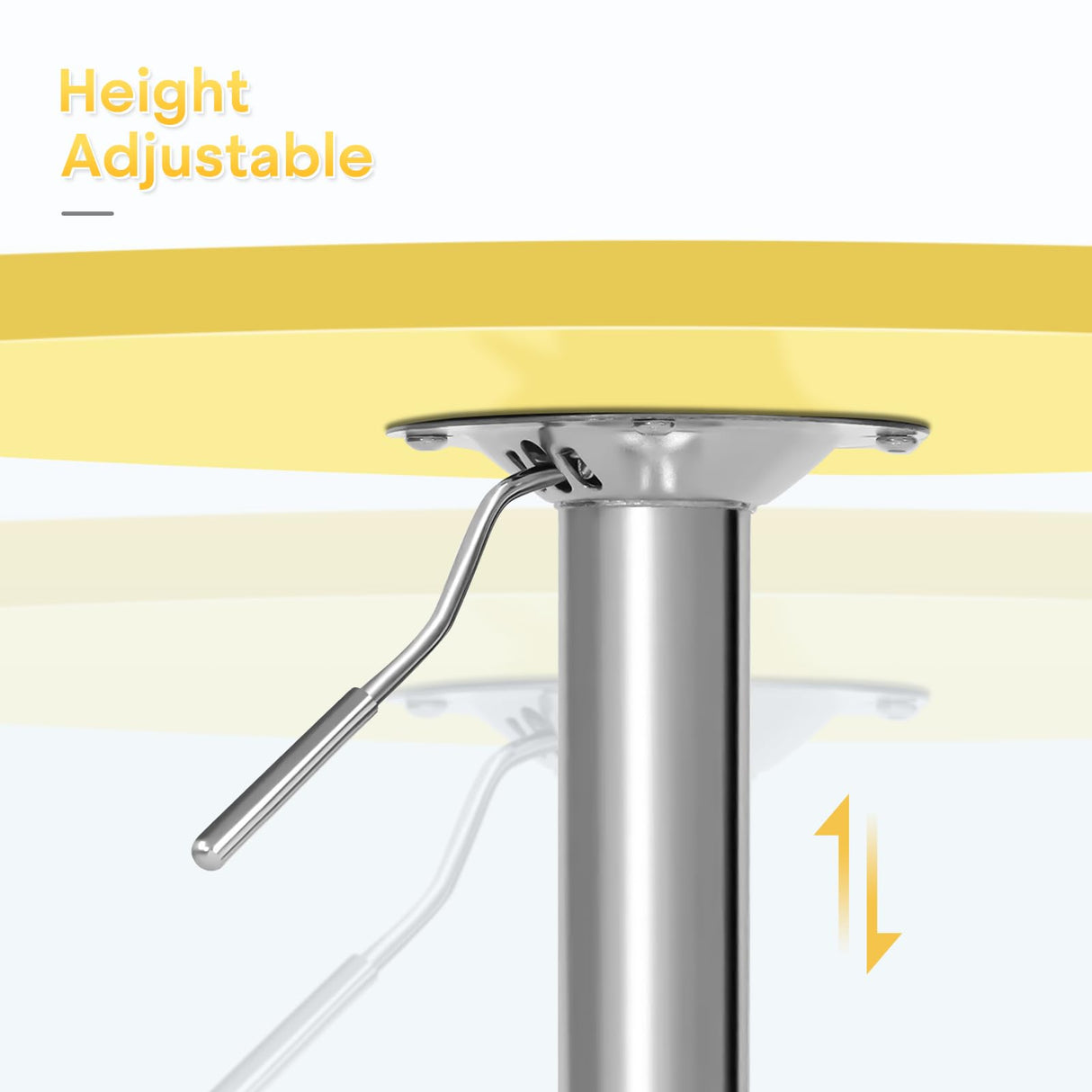 Athena Collection Round Bar Table 27.5"- 36" Height Adjustable Bistro Pub Table, Bar Height Cocktail Table with Swivel Top Metal Base, Tall Table for Home Bar Party Event, Yellow Athena Collection