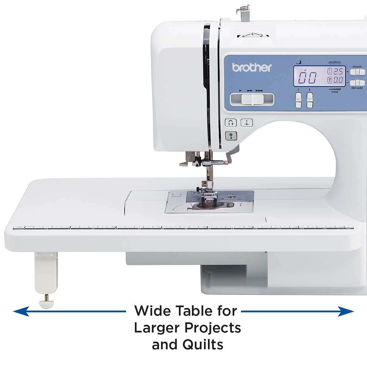 Brother Sewing and Quilting Machine, Computerized, 165 Built-in Stitches, LCD Display, Wide Table, 8 Included Presser Feet, White, 20x12x17 Brother