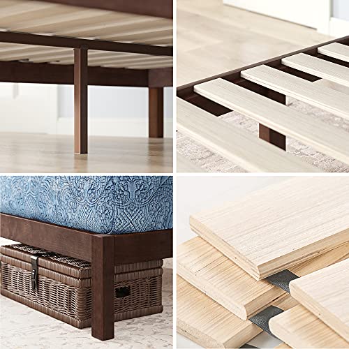 Zinus Adrian King Size Rustic Wood Platform Bed with Headboard – No Box Spring Needed Zinus