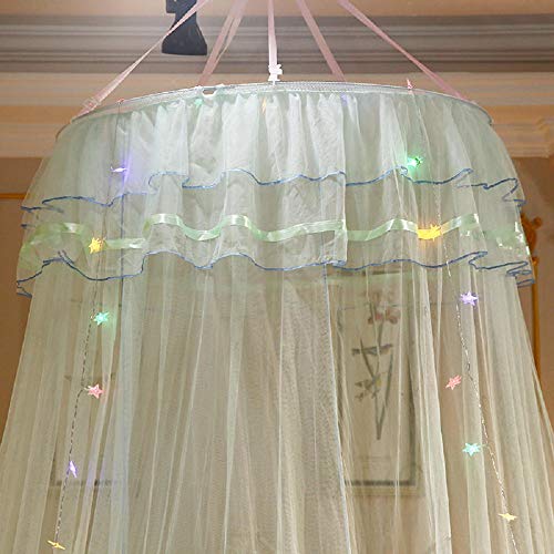 Jolitac Bed Canopy Lace Mosquito Net for Girls Beds, Unique Princess Play Tent Mesh Canopies Large Lace Dome Curtain Drapes Home & Travel (Green) Jolitac