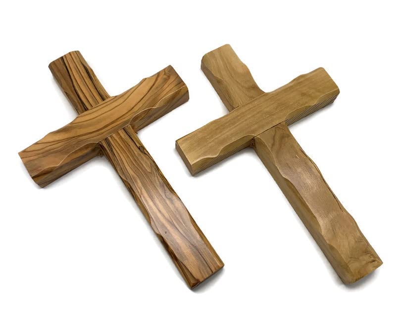 Olive Wood Wall Cross from Bethlehem, Wall Hanging Wooden Cross, confirmation cross gift, Baptism Gifts, Holy Wall cross, Hand Made religious décor Cross From the Holy Land (Medium Cross 6.2" x 4.2") iHoly Land Crafts