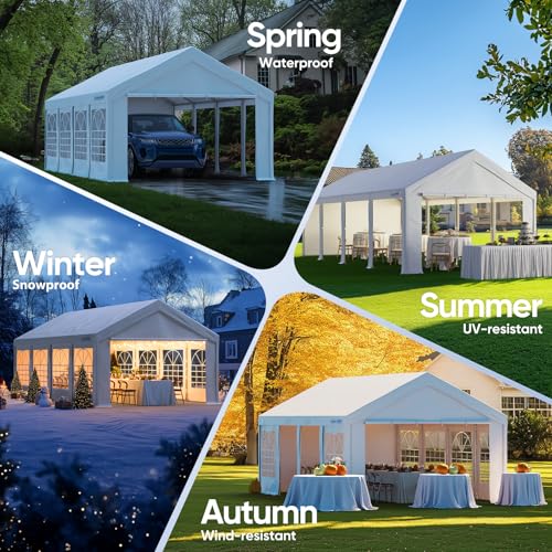 Quictent 13x26ft Party Tent Heavy Duty Outdoor Gazebo White Party Wedding Tent Canopy Shelter Carport with 4 Carry Bags Quictent