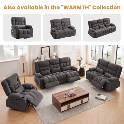 BOSMILLER Reclining Loveseat with Cup Holders for Living Room 2 Seat Manual Loveseat Recliner with Side Pocket