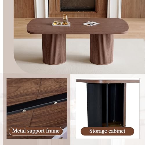 UELKS Dining Table Set for 8 with Chairs, 9 Piece Modern Farmhouse Kitchen Table with Chairs for 8 Person, 8 Seater Kitchen and Dining Room Furniture UELKS