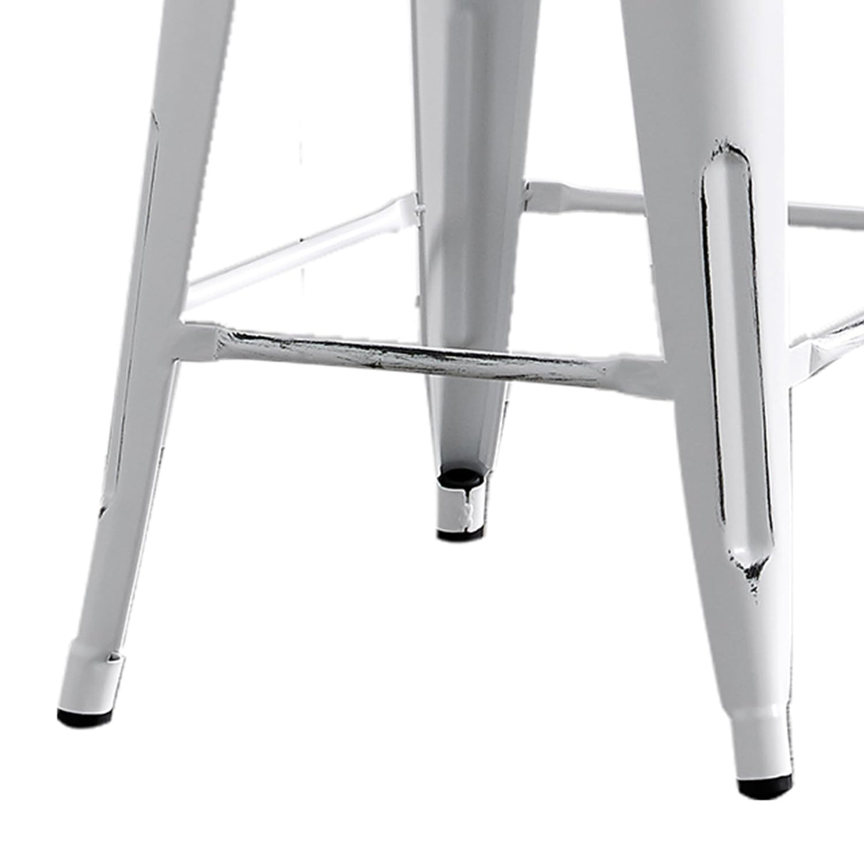 AC Pacific Modern 24” Metal Barstool Set of 2 – Country Rustic Style with Low Back, Lightweight & Sturdy Build, Easy Assembly, Distressed White AC Pacific