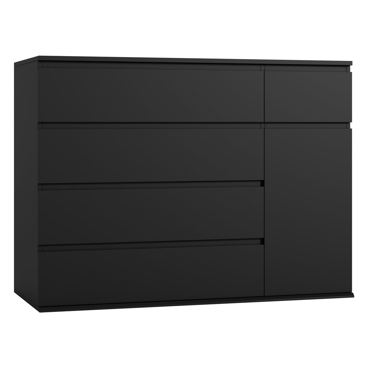 FOTOSOK 5 Drawer Dresser, Black Dresser for TV Stand, Double Wide Storage Chest of Drawers with Door, Deep Drawers and Wide Storage Space FOTOSOK