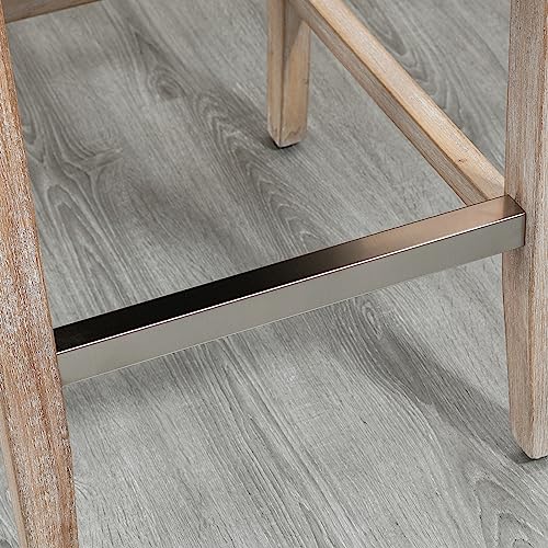 HOMCOM Counter Height Bar Stools Set of 2, 27" Seat Height Upholstered Barstools, Farmhouse Kitchen Island Stools with Nailhead-Trim, Tufted Back and Wooden Legs, Beige HOMCOM