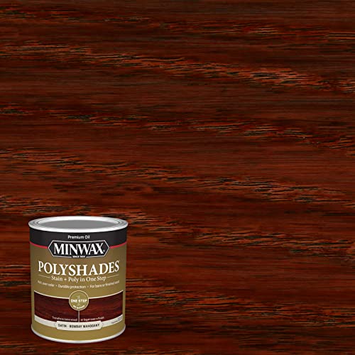 Minwax PolyShades Wood Stain + Polyurethane Finish – Quart, Bombay Mahogany, Satin Minwax