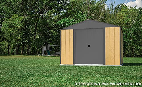 Arrow 10' x 8' Ironwood Galvanized Steel and Wood Panel Hybrid Outdoor Shed Kit, Anthracite Arrow