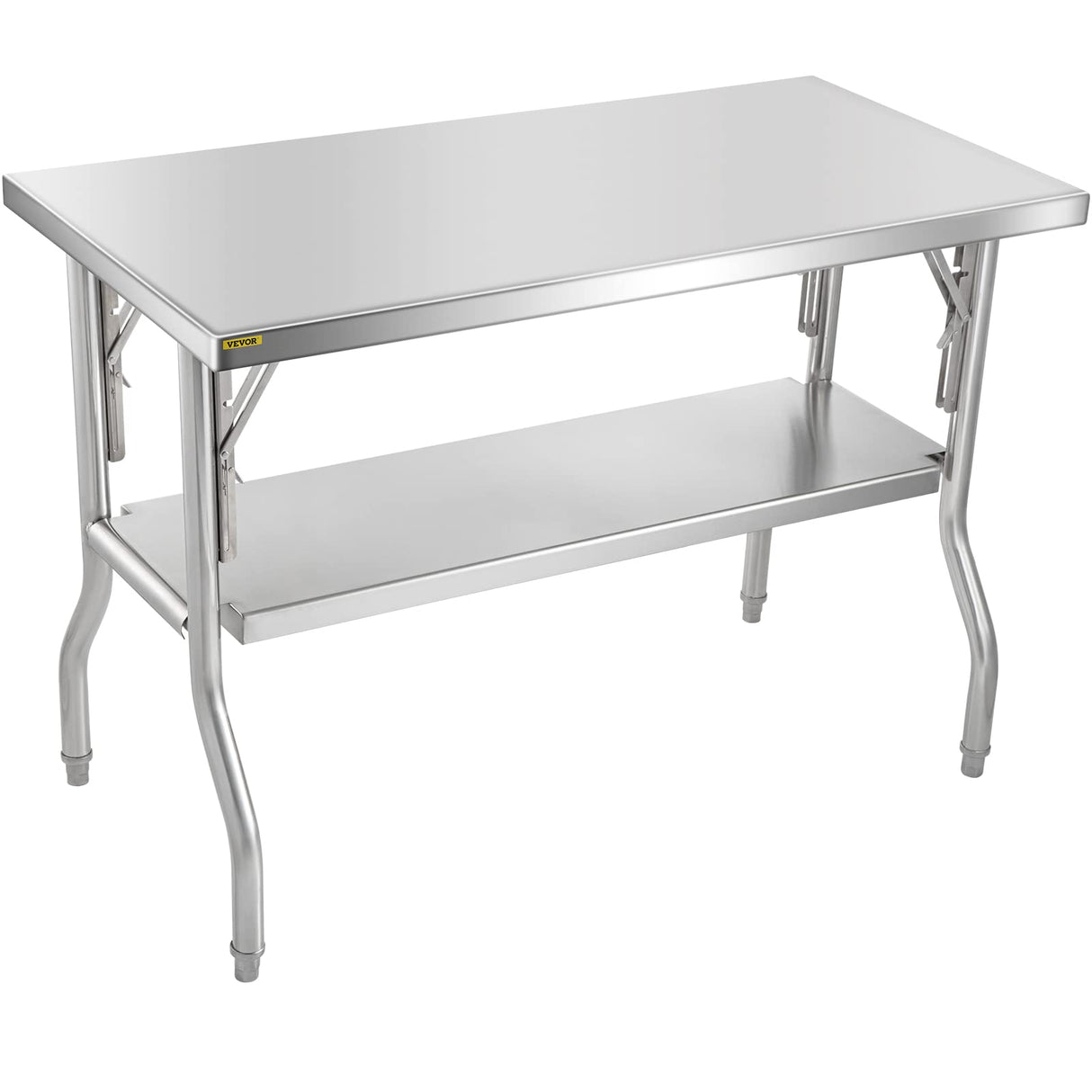 VEVOR Commercial Worktable Workstation 48 x 24 Inch Folding Commercial Prep Table, Heavy-duty Stainless Steel Folding Table with 772 lbs Load, Kitchen Work Table, Silver Stainless Steel Kitchen Island VEVOR