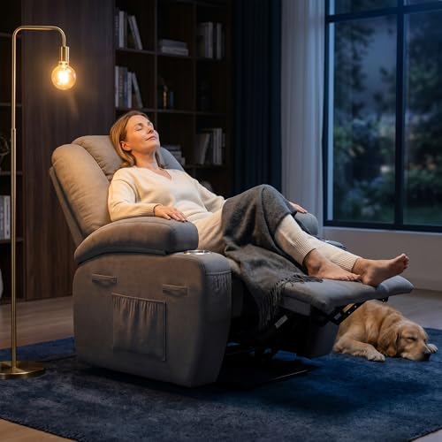 Flamaker Power Lift Chair Massage Recliner Chairs for Elderly - Ergonomic Design with Cup Holders & Side Pockets, Remote Control (Gray)
