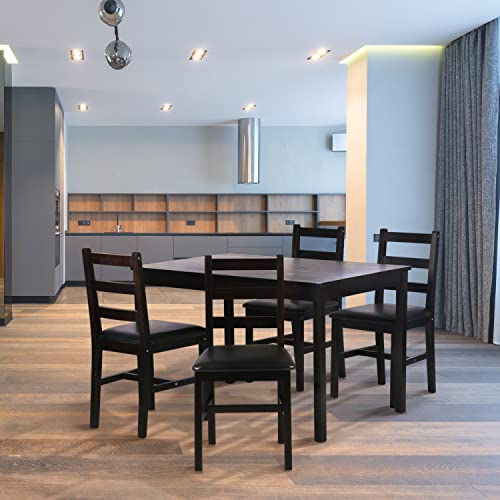 Hudada Dining Table Set for 4, 5 Piece Kitchen Table Set, Kitchen Table and Chair for 4 Person, Breakfast Table Set Small Dining Room Table Set for Home Kitchen Living Room Restaurant, Brown Hudada