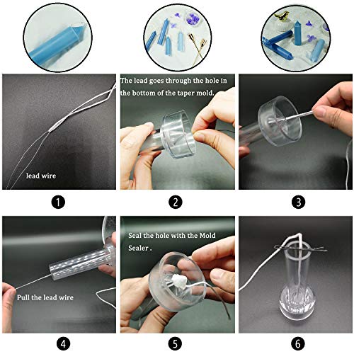 Taper Candle Mold Set-2PC Pillar Candle Molds -Perfect for Making Emergency Candles, Chime Candles, Table Candles-30 Ft. of Wick, A Mold Sealer and 2 Candle Wick Clips Included as a Gift.