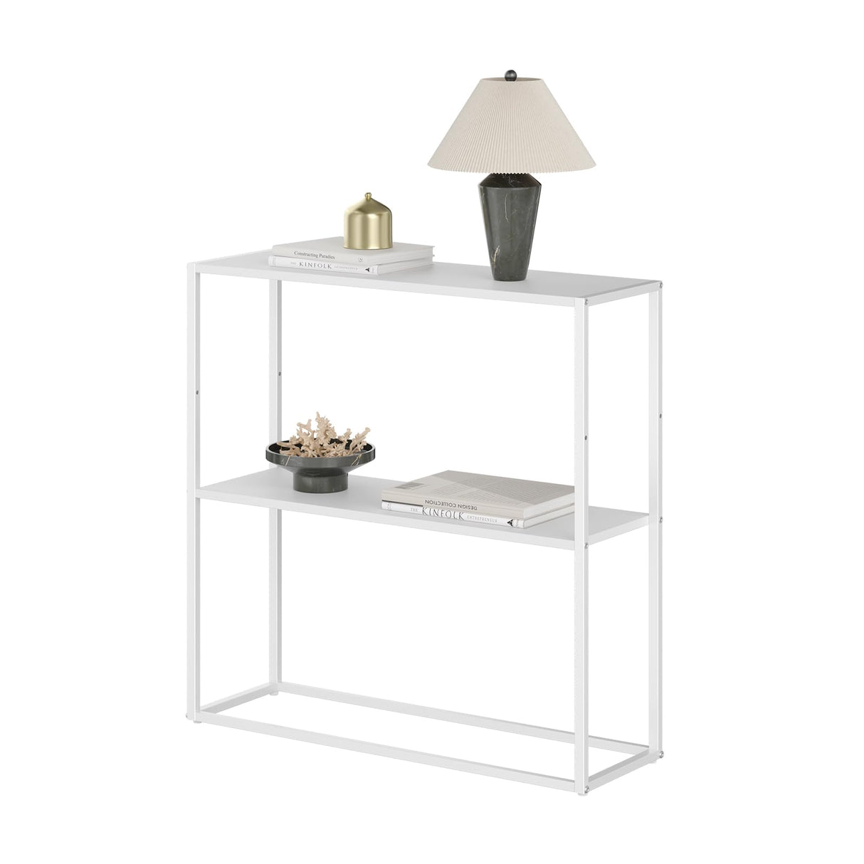 TIQLAB Small Entryway Table, 29.5" Narrow Console Table with Shelves, Sofa Table, Couch Table, Side Table, Entry Table for Hallway, Living Room, Small Space, White TIQLAB
