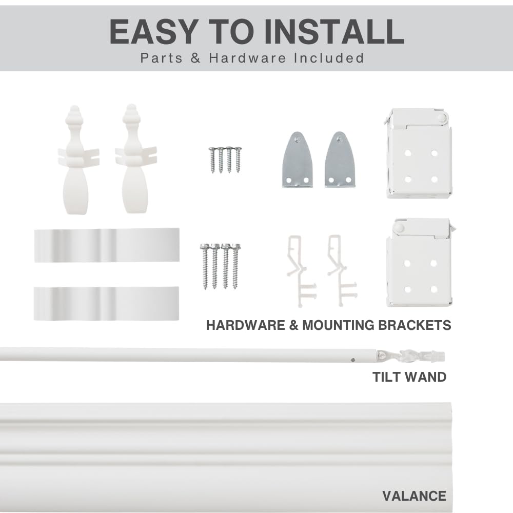 Lotus & Windoware Cordless, 2 Inch Faux Wood Blind, 28" Wide x 60" Long, Window Blinds, Blinds & Shades, Blinds for Indoor Windows, Smooth, Bright White - 28" x 60",Bright White LOTUS & WINDOWARE