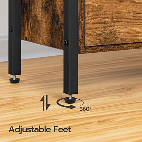 HOOBRO 4-Tier Industrial Bookshelf with Doors and Storage, Rustic Brown and Black HOOBRO