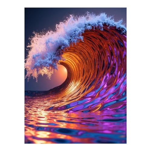TZTTZT Diamond Art Kits for Adults - Sunlit Surf Kaleidoscope Wave Diamond Painting Kits for Adults Beginner, 12x16 in Frameless Diamond Painting Kit for Home Wall Decor TZTTZT