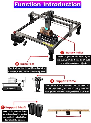 ATOMSTACK R3 Pro Rotary Roller, Auxiliary Engraving Module for Laser Engraver, 360 Degree Rotating Rollers for Laser Cutter, for Cup-shaped/Cylindrical/Oversized Objects (R3 Pro Rotary Roller) ATOMSTACK