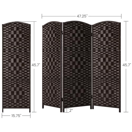 HALLYBEE Small Room Divider, Privacy Screen, Short Room Dividers and Folding Privacy Screens, Foldable Temperary Wall Partitions, 3 Panel Dark Mocha Space Separation Separator HALLYBEE