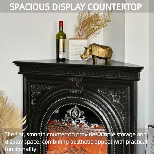 Aihm-Lon Electric Fireplace - Corner Electric Fireplace Heater with Hollow Birdcage Firebox, Triangular Cabinet with Real Flame Insert & Black Modern Carving for Bedroom (39IN) Aihm-Lon