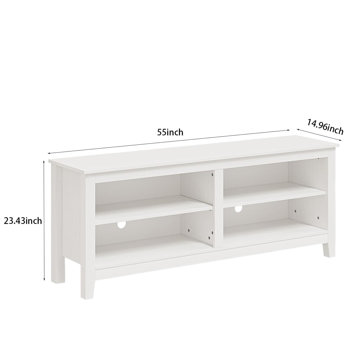 Panana TV Stand, Classic 4 Cubby TV Stand for 60 inch TV, Entertainment Center Media Television Stand for Living Room Bedroom (White, 55 inch) Panana