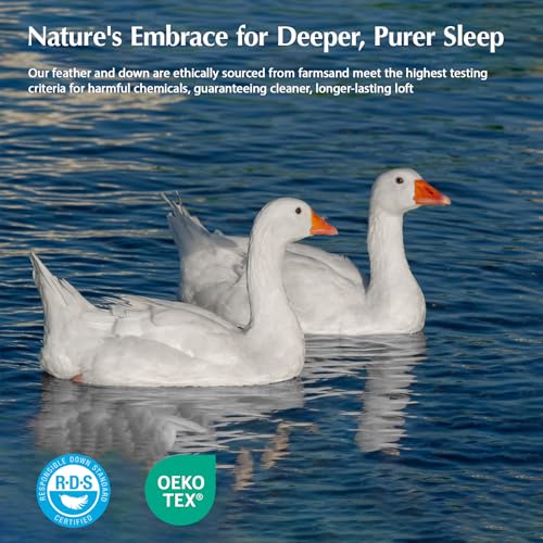 Pacific Coast Goose Feather Down Fiber Comforters King Size, Extra Fluffy White Duvet Insert, Ultra-Soft, Breathable, All Season Hotel Luxury Bedding Comforters, 8 Corner & Center Loops (106"x90") Pacific Coast