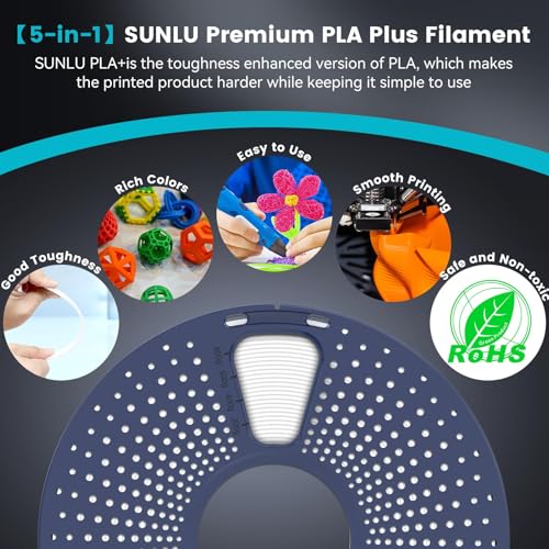 SUNLU 4KG 3D Printer Filament PLA Plus 1.75mm Black, Neatly Wound PLA+ Filament 1.75mm, PLA Filament Bundle for Most FDM 3D Printer, 1kg Spool, 4 Packs, Black