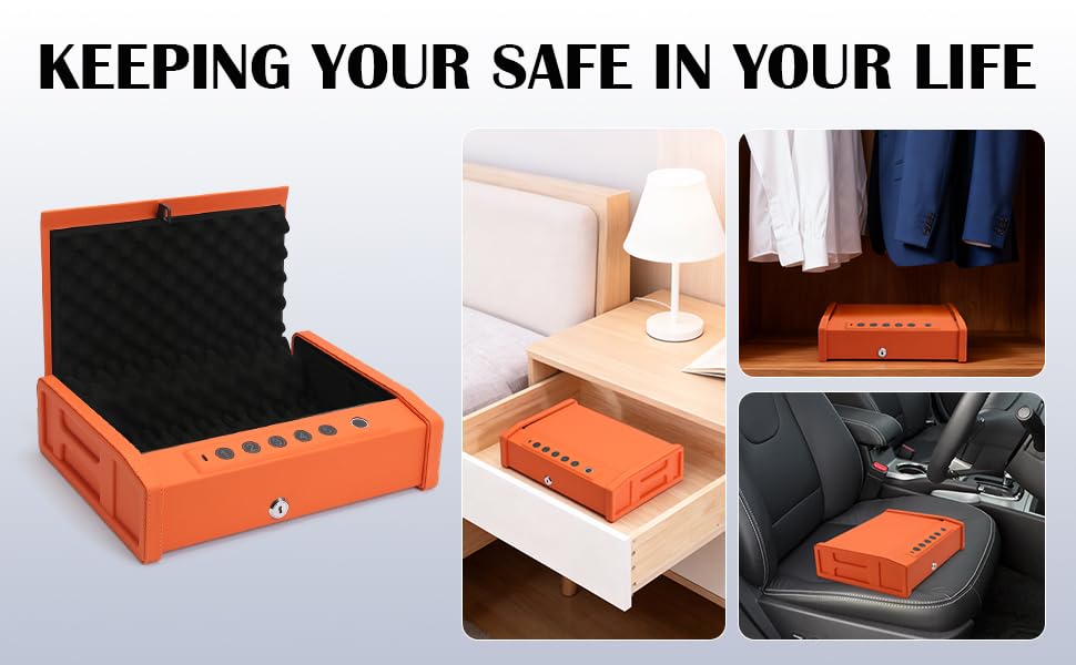 Aeltlalae Smart Biometric Gun Safe, Carbon Steel, Fingerprint Scanner with App Control, Digital Keypad, Wall Mount, 14.7x11.4x4.7 Inch-Black aeltlalae