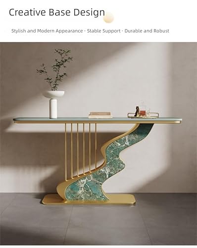 Modern Console Table with Sintered Stone Top & Metal Base, Narrow Entryway Table for Foyer & Living Room(Black+Gray,47.2"/120cm) wihgony