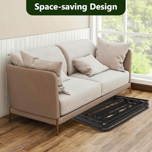 MAKE CHANGES Queen Folding Bed Frame, Heavy Duty Metal Queen Platform with 14" Storage, Easy Assembly, No Box Spring Needed, RV & Motel Ready MAKE CHANGES