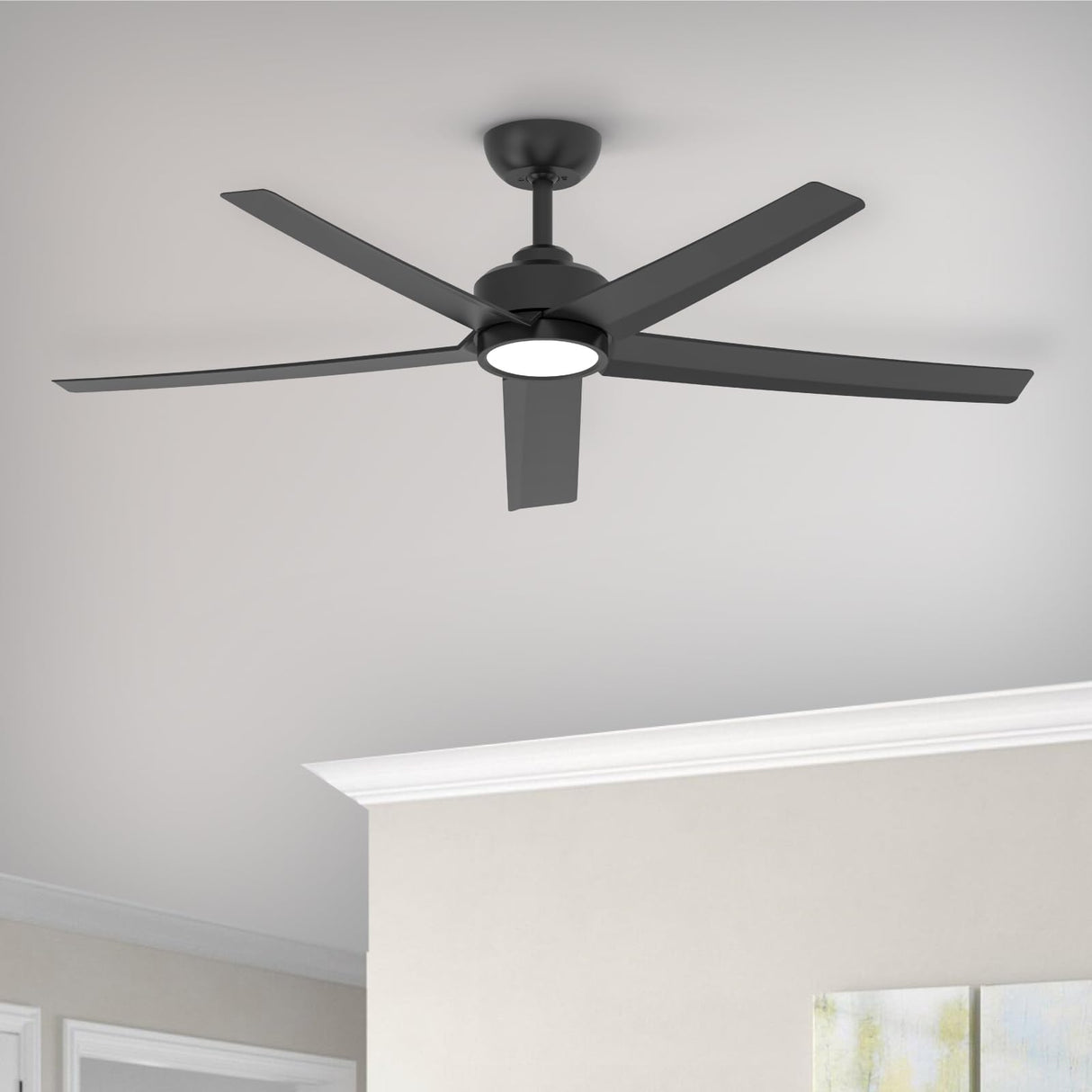 ocioc Ceiling Fans with Lights, 52 inch Black Ceiling Fan with Light and Remote Control, 3CCT, Quiet DC Motor, 5 Blades Modern Ceiling Fan for Living Room Farmhouse Bedroom ocioc