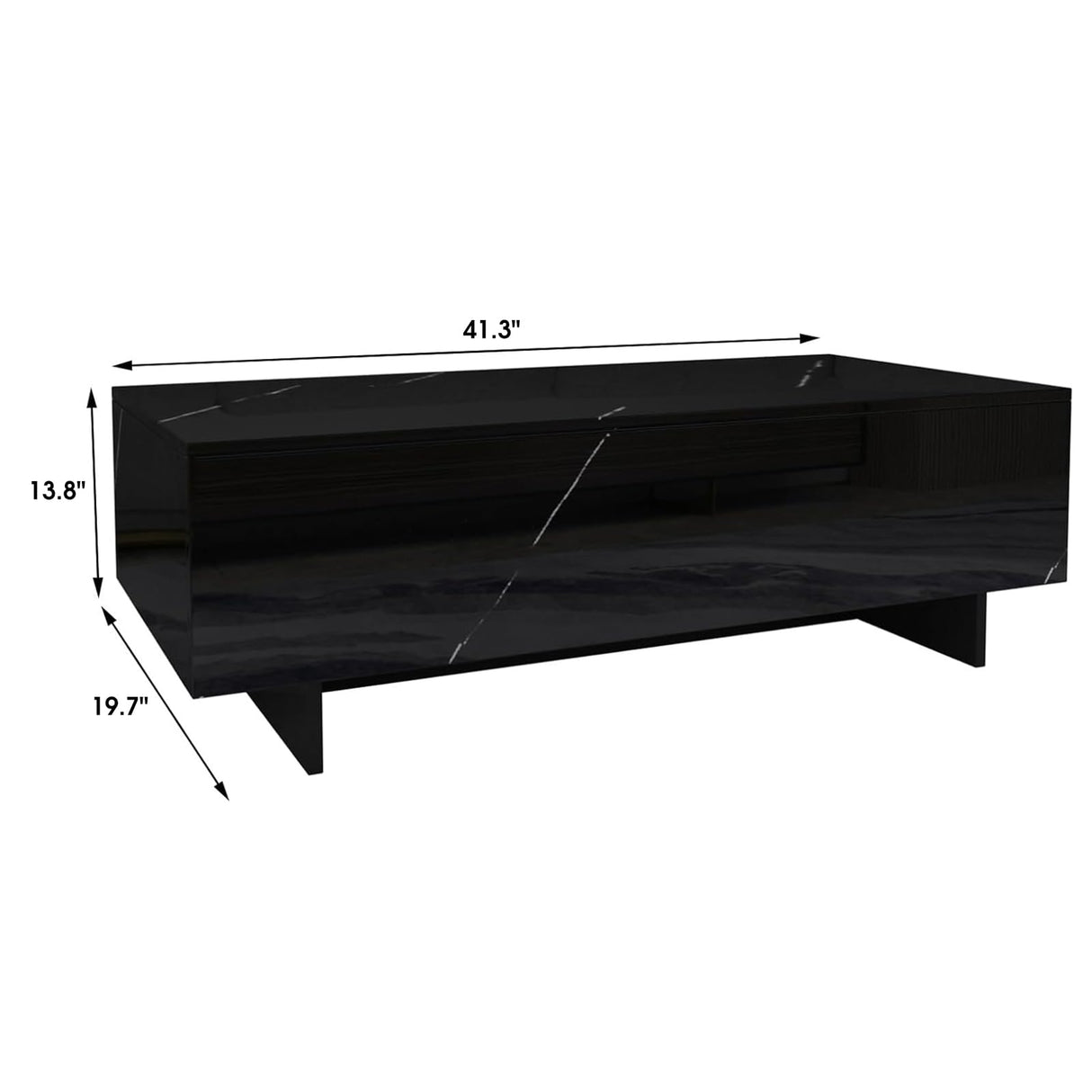 COSVALVE Marble Rectangle Coffee Tables for Living Room,Black Modern Side Table,Contemporary High Gloss Elegant Center Table for Waiting Area,41.3" Lx19.7 Wx13.8 H,Black COSVALVE
