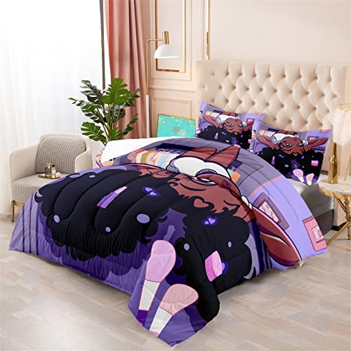 FJKJHKGJ African Black Girl Twin Bedding Set, Twin Bed Bedding for Kids Black Girl Comforter Set, 1 Comforter + 1 Pillowcase FJKJHKGJ