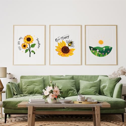 Louise Maelys Embroidery Kits for Beginners,Cross Stitch Kit for Adults,DIY Needlepoint with Bee Sunflower Pattern-Bee Happy