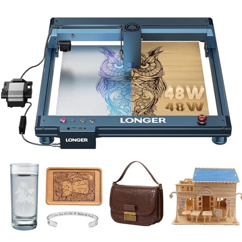Longer Laser B1 40W Laser Engraver Cutter with Auto Air Assist, Working Speed Up to 600MM/S, DIY Laser Engraver for Wood and Metal, Paper, Acrylic, Glass, Leather, Working Area 17.72x17.32 inch Longer