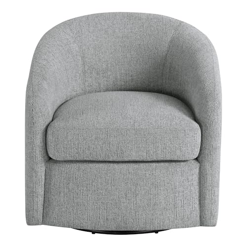 OSP Home Furnishings Bella Coastal Upholstered Barrel Swivel Chair, Dove Grey OSP Home Furnishings