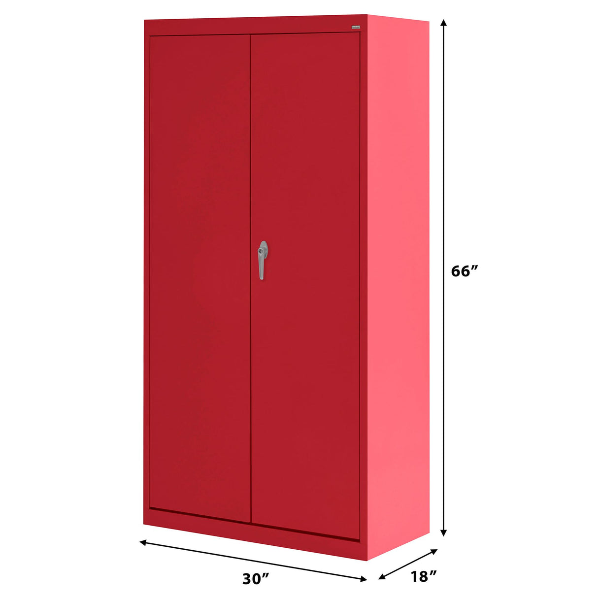 Sandusky Lee VFC1301866-01 Janitorial Supply Metal Storage Cabinet with 3 Shelves and Locking Handle, 150lb Capacity, 18" Depth x 30" Width x 66" Height, Red Sandusky