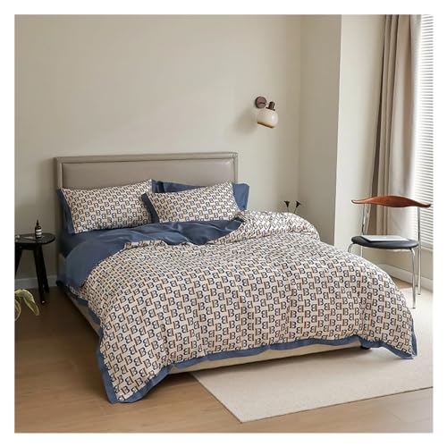 TXGJWRA Marbling Bedding Set Cotton Duvet Cover Bed Linen Set King Bedding Queen Single Size Comforter Sets Summer Duvet Cover Sets,C-Flat -King TXGJWRA
