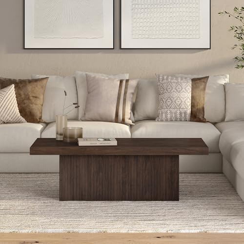 Henn&Hart 48" Wide Rectangular Coffee Table in Alder Brown, for Home, Living Room, Bedroom, Entertainment Room, Office Henn&Hart