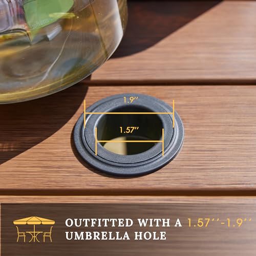 VICLLAX 5-Piece Outdoor Bar Set with Swivel Stools and Walnut Wood-Like Table VICLLAX