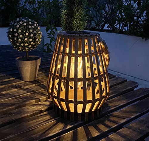 Hanging Solar Lantern Rattan Outdoor Lanterns for Patio Waterproof with Handle Large Bright Natural Bamboo Solar Table Lamp LED Lights Edison Bulb Design Decor for Wedding Yard Garden Farmhouse pearlstar