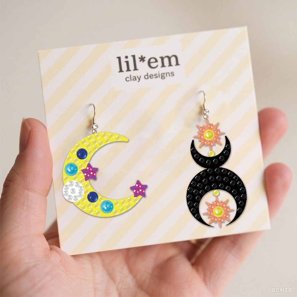 beinkmake 12 Pairs Celestial Sun Moon Star Diamond Painted Earrings 5D Earring Making Kit Fantasy Vintage Jewelry DIY Diamond Art Earring Kit for Adults Craft Unique Handmade Gifts beinkmake