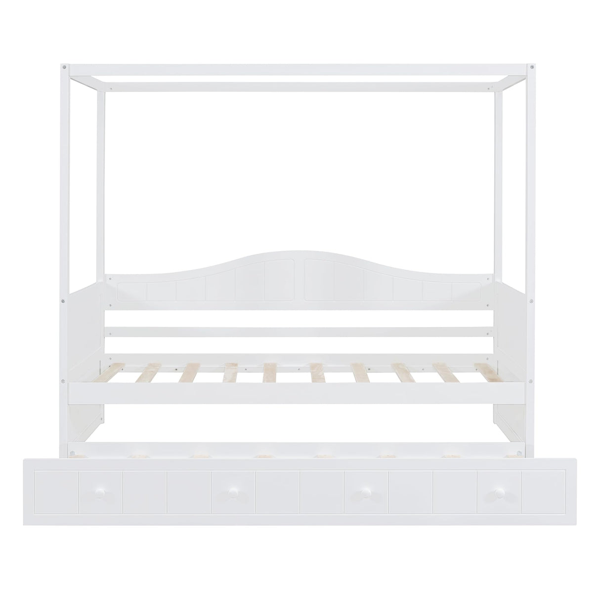 Harper & Bright Designs Modern White Twin Canopy Bed with Trundle for Kids and Teens Harper & Bright Designs