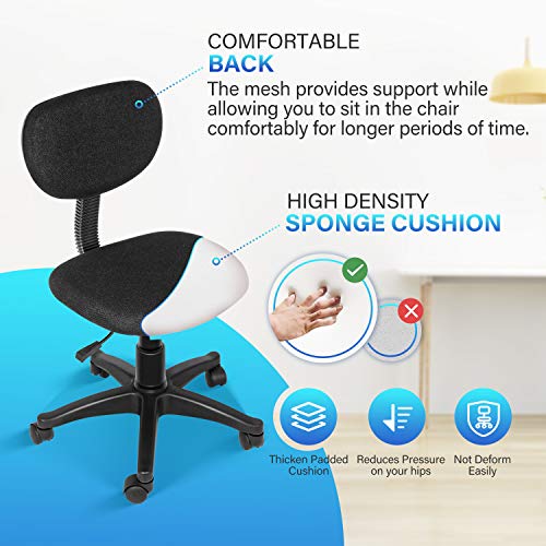 YSSOA Office Ergonomic Mesh Computer Chair with Wheels & Arms, Black, Lumbar Support YSSOA