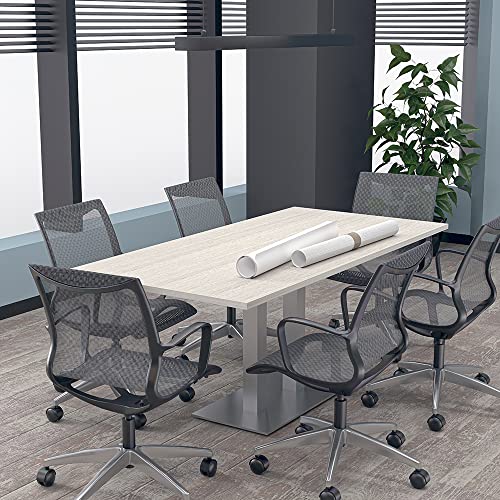 SKUTCHI DESIGNS INC. 6 Person Rectangle Conference Table with Matte Black Square Metal Base | Harmony Series Meeting Tables for Offices, Training Rooms, and Homes | White - 6' SKUTCHI DESIGNS INC.