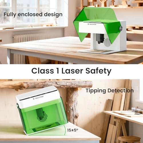 Mecpow M1 Mini Laser Engraver, 5W Laser Cutter Portable Desktop Laser Engraving, 100x100mm Engraving Area, 10000 mm/min Engraving Speed,Accuracy up to 0.01 mm, Eye Protection Design Mecpow