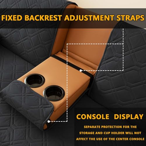 ZYXFYY 4 Pieces Click Clack Sofa Bed Cover 3 Seater, Quilted Convertible Folding Cover with 2 Removable Armrests and 1 Holders Covers (Black) ZYXFYY