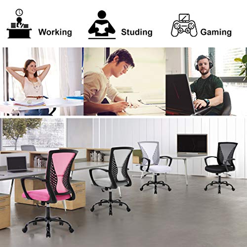 BestOffice Office Chair Ergonomic Desk Chair Mesh Computer Chair with Lumbar Support Armrest Mid Back Rolling Swivel Adjustable Task Chair for Women Adults, Black BestOffice