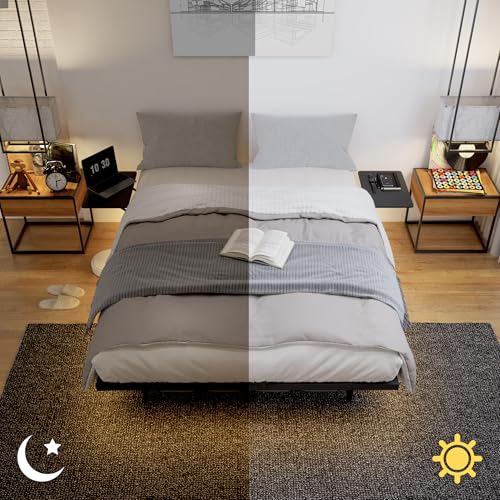LUBEDCY Platform Bed Frame with LED Lights and USB Charging Station, Hidden Legs Metal Frame, No Box Spring Needed, Easy Assembly, Modern Floating Bed for Bedroom (Black, Full) LUBEDCY