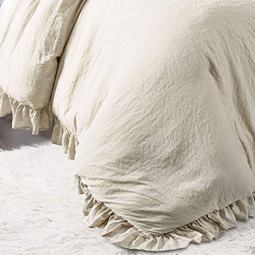 Lush Decor Reyna Ruffle Comforter Set, Full/Queen, Wheat, 3 Piece Cozy Bedding Set Lush Decor